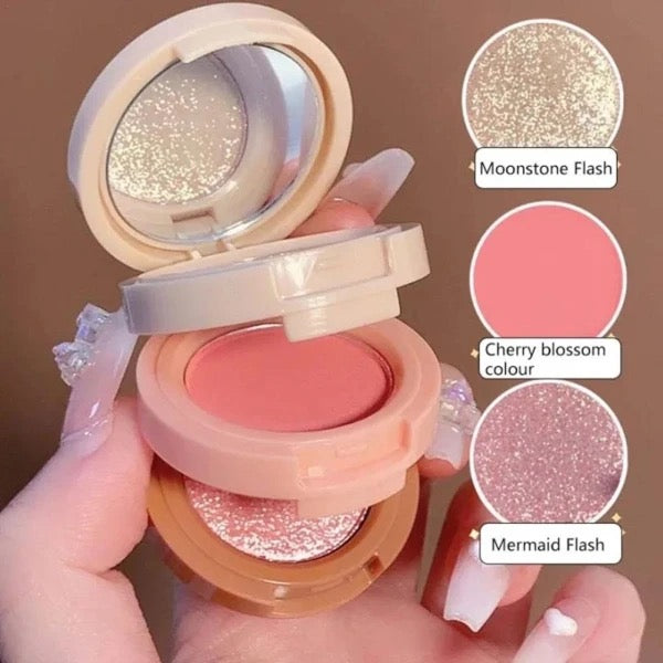 Shimmer Stack ! Glitter Topper Sparkling Eyeshadow Makeup Three in one with Blush/Eyeshadow